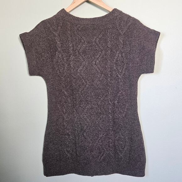 Juna Cardigan Womens S Gray Wool Sweater Short Sleeve Pockets Academia Preppy - Picture 3 of 11